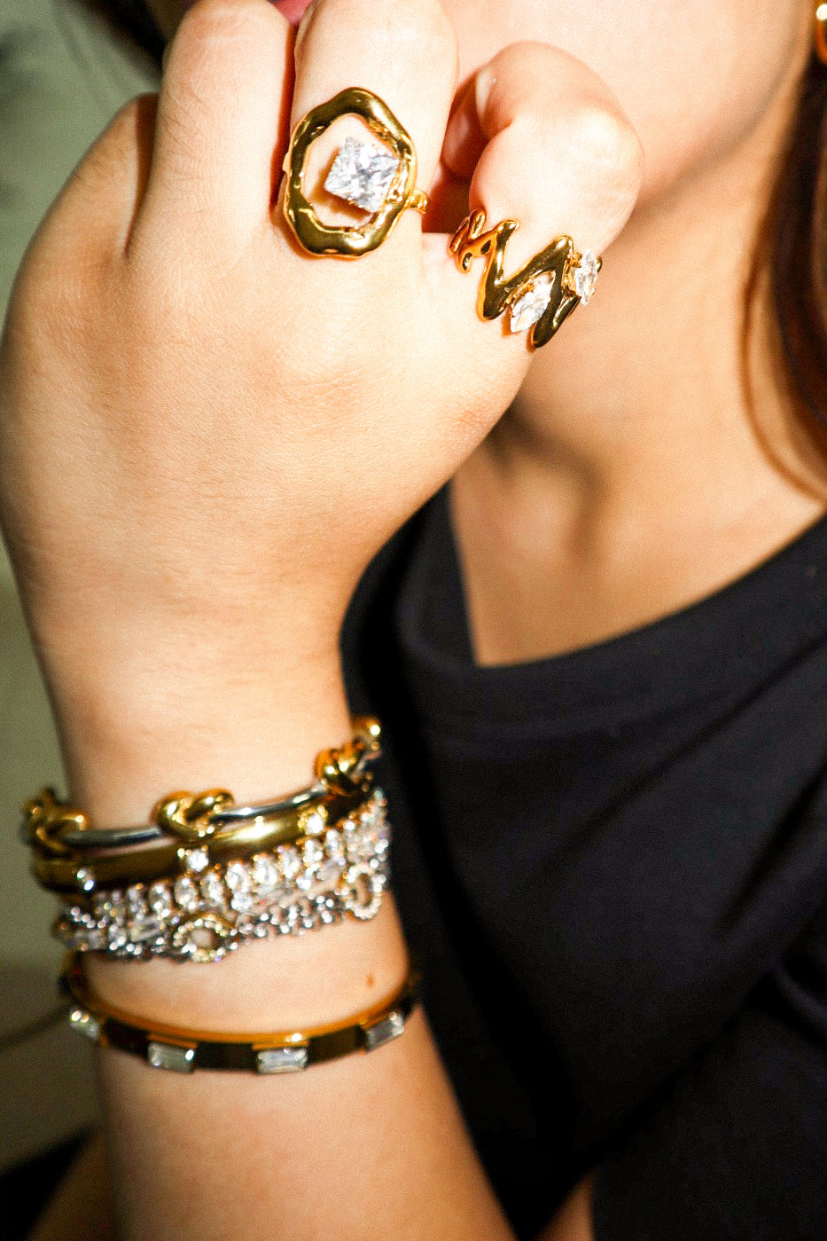 Gold Geometric Zircon Ring