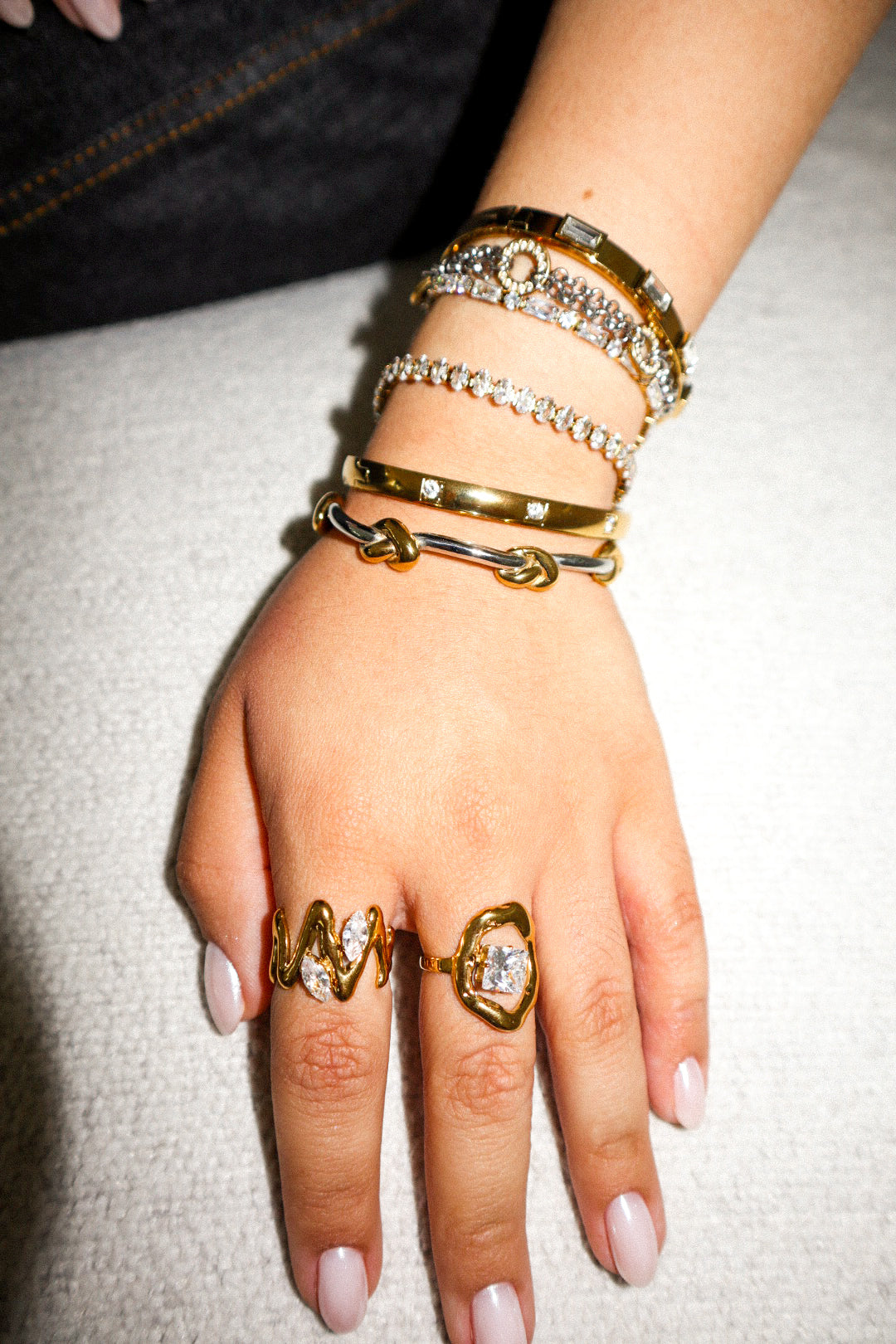 Gold Rectangle Zircon Bangle