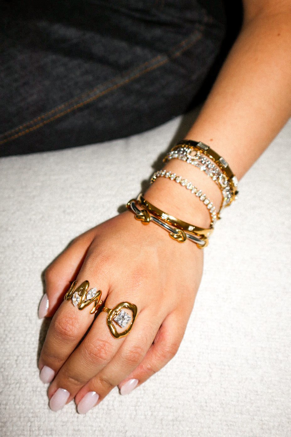 Gold Geometric Zircon Ring