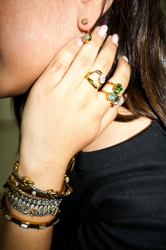 Gold Multicolor Stone Ring