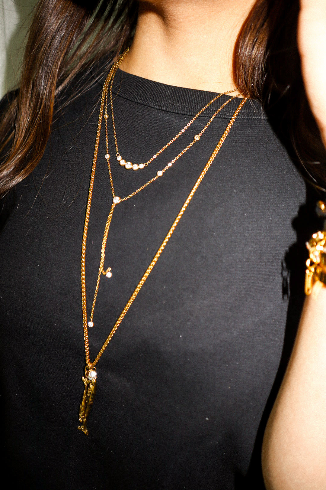 Fish, Pearl, and Zircon Necklace