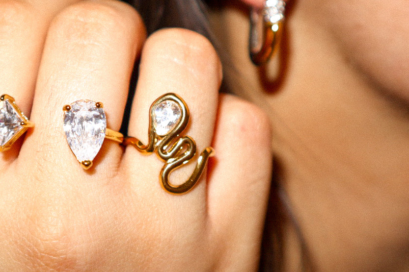 Gold Asymmetrical Zircon Ring