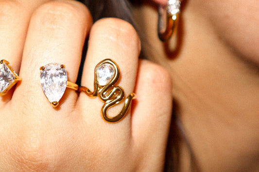 Gold Asymmetrical Zircon Ring