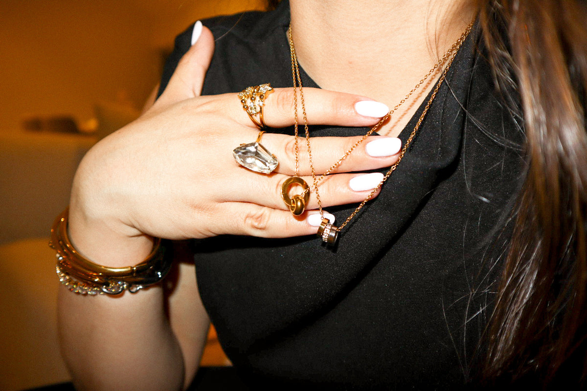 Zircon Trio Ring Necklace