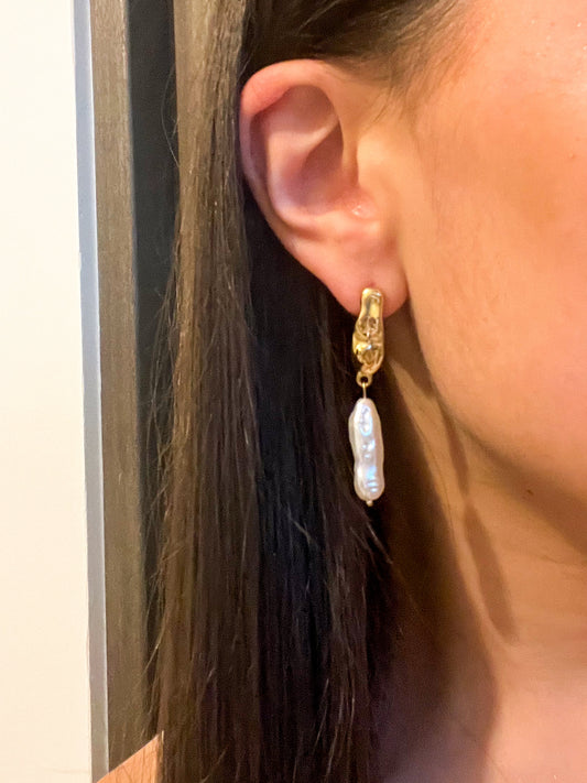 Pearl and Gold Drop Earrings