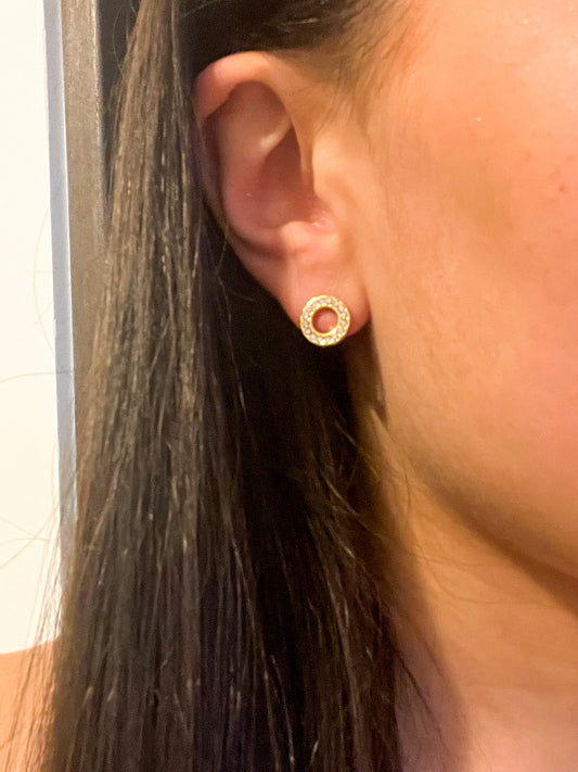 Gold Pavé Circle Earrings