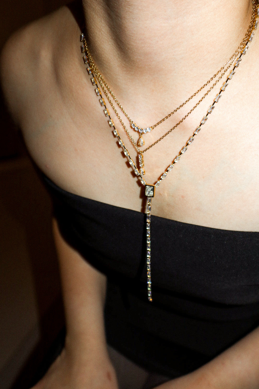 Gold Horizontal Zircon Necklace