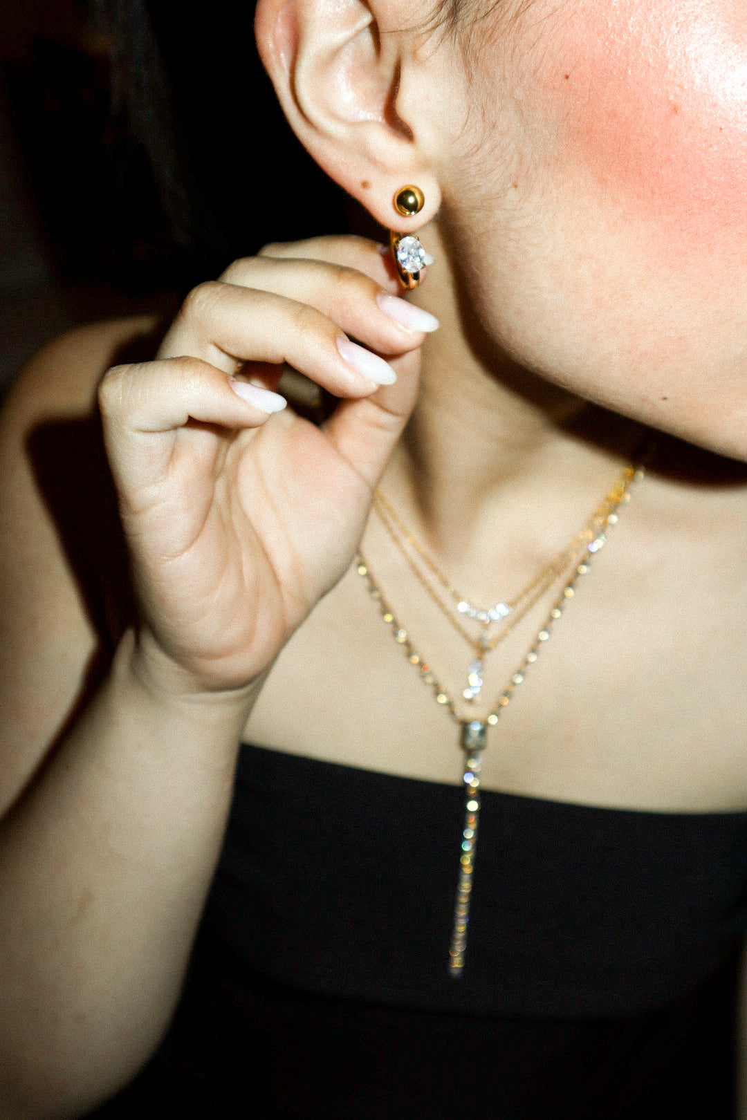 Zircon Front-back Earrings