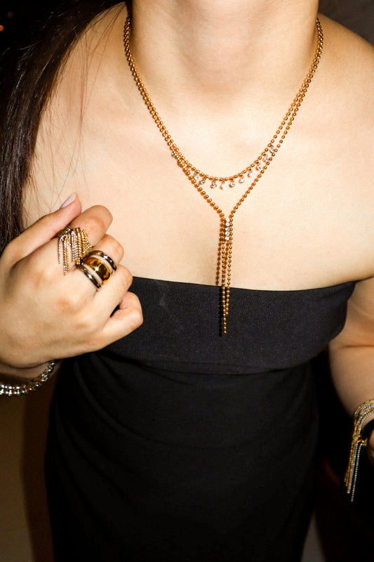 Gold Zircon Charm Necklace