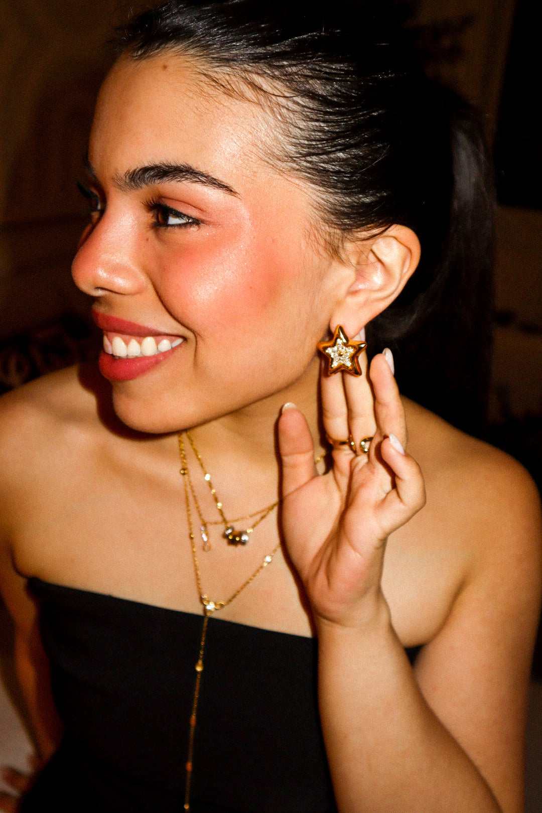 Gold Star Crystal Earrings