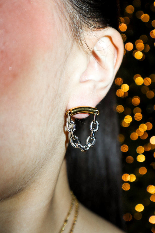 Gold and Silver Chain Earrings