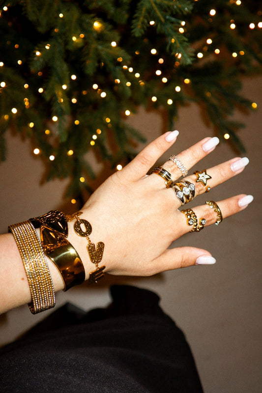 Gold and Silver Geometric Bangle