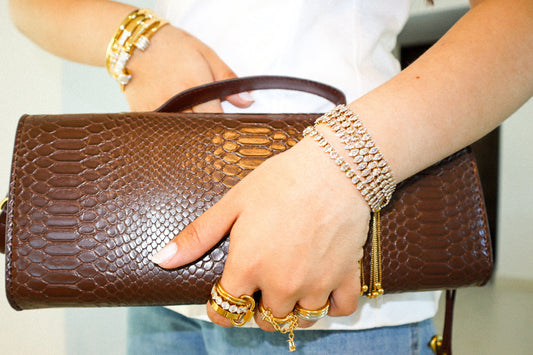 Gold Oval Zircon Slider Bracelet