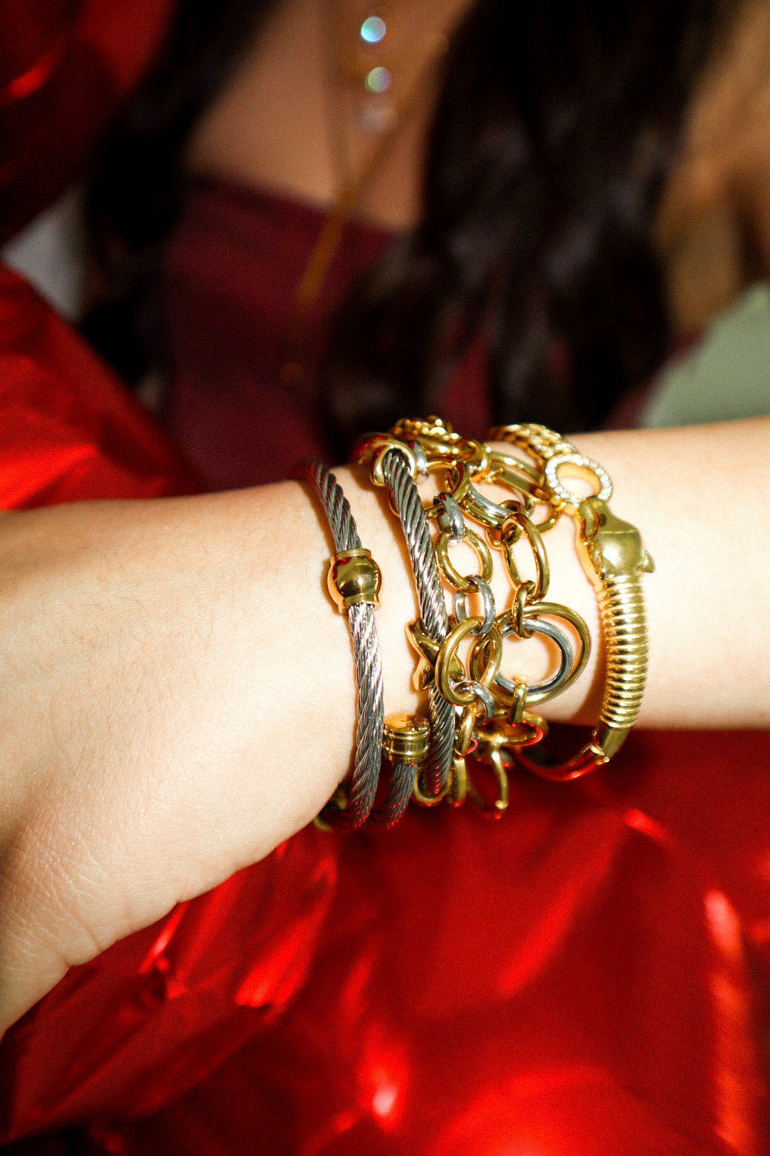 Gold and Silver Double Oval Bracelet