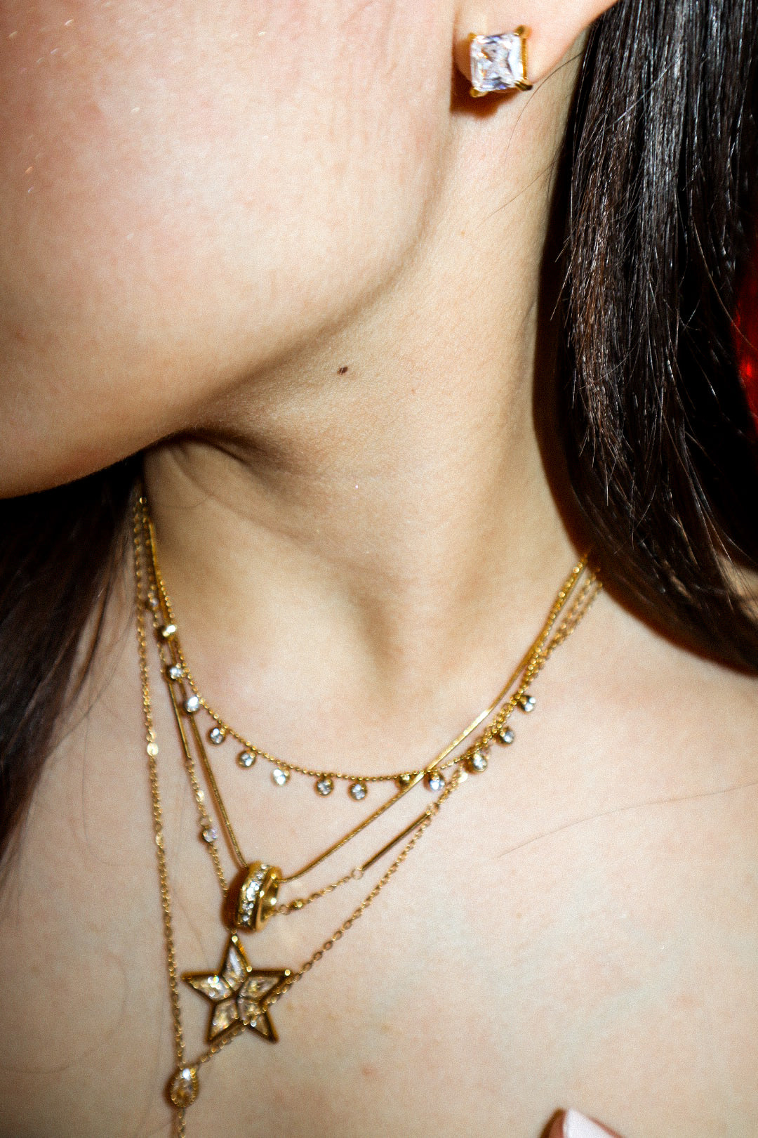 Dainty Gold Zircon Charm Necklace