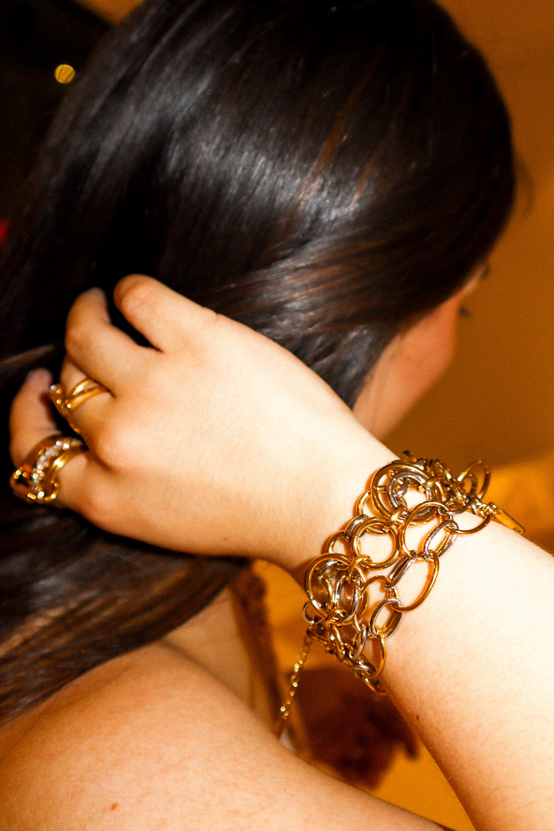 Gold and Silver Double Circle Bracelet