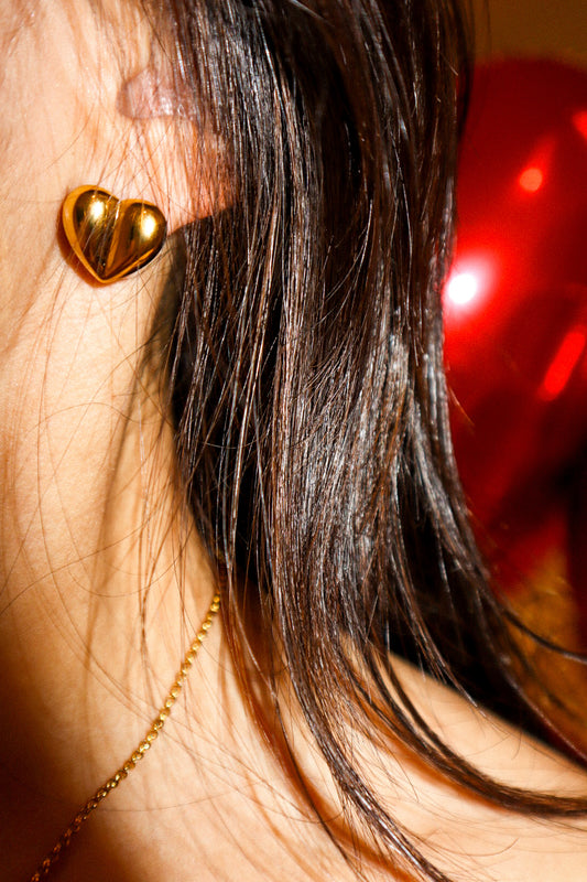 Gold Heart Stud Earrings