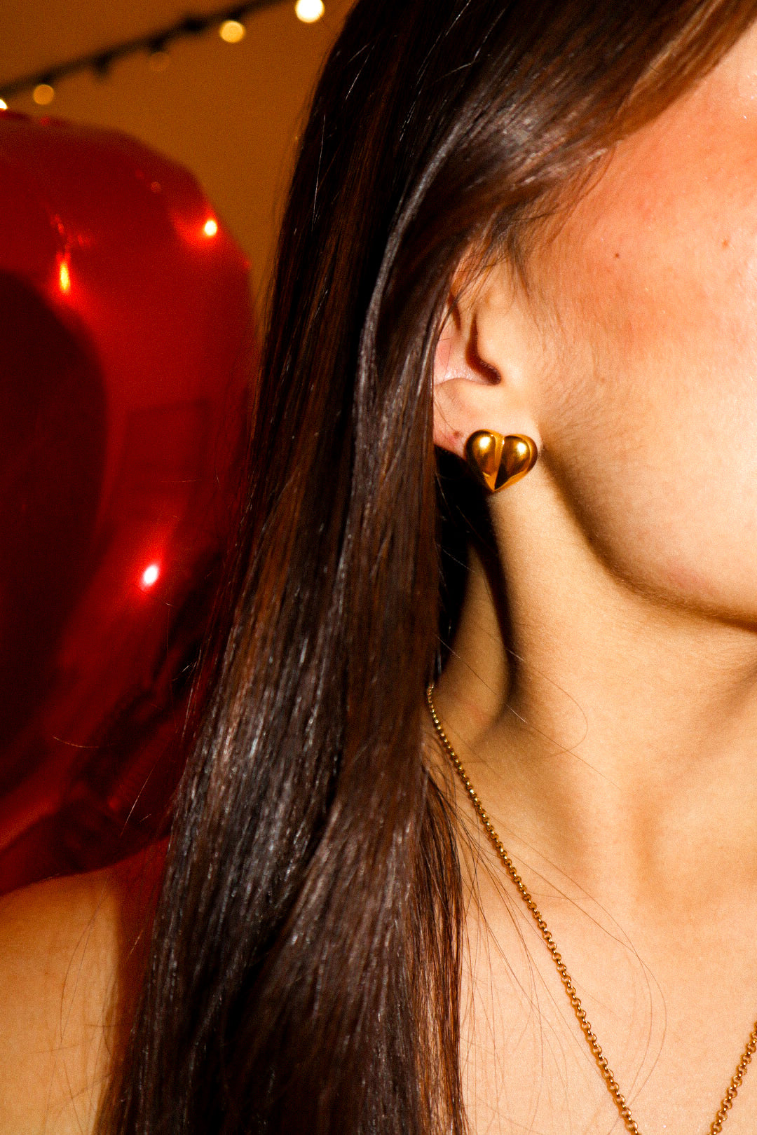 Gold Heart Stud Earrings