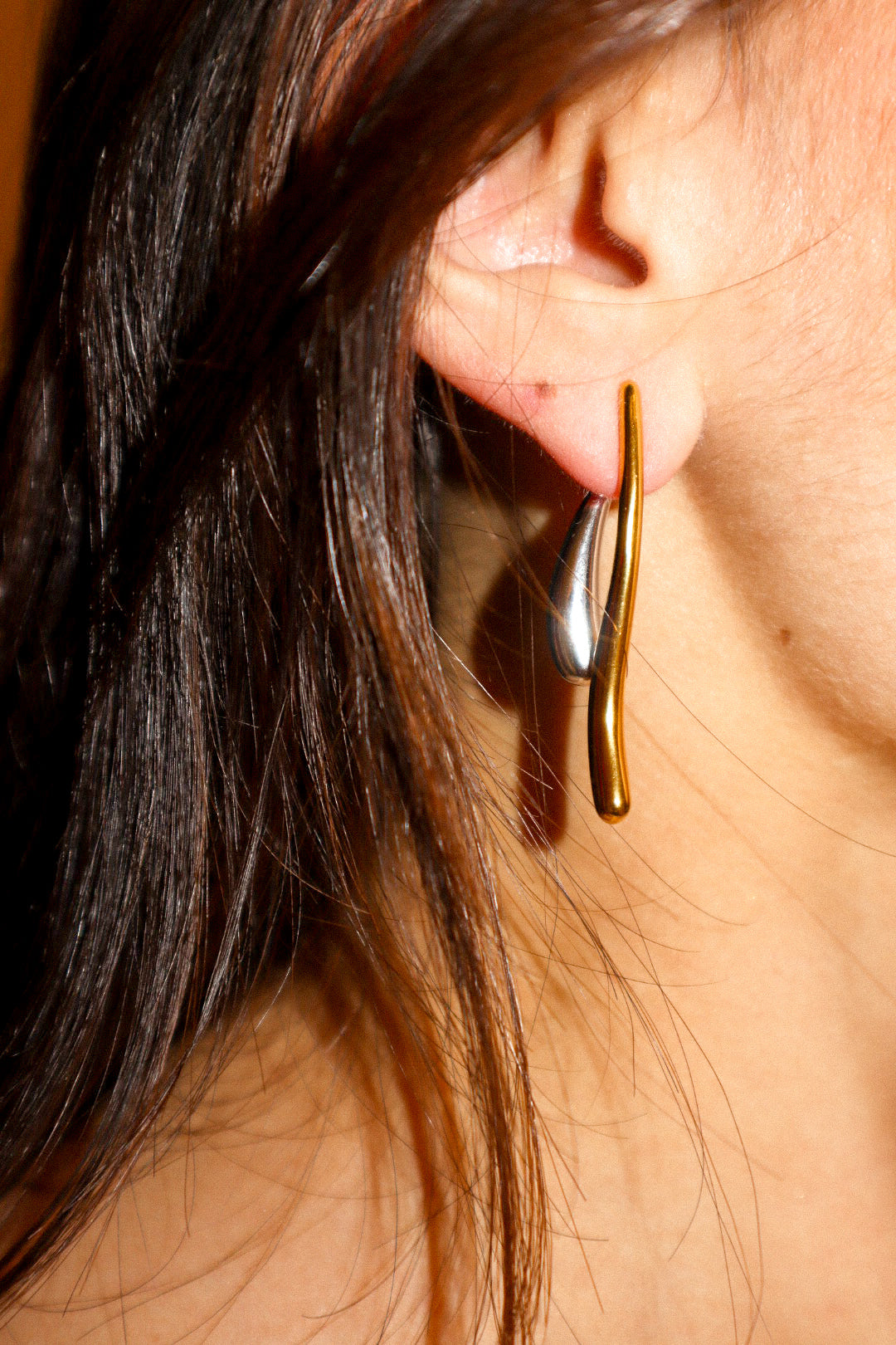 Gold and Silver Front-back Earrings