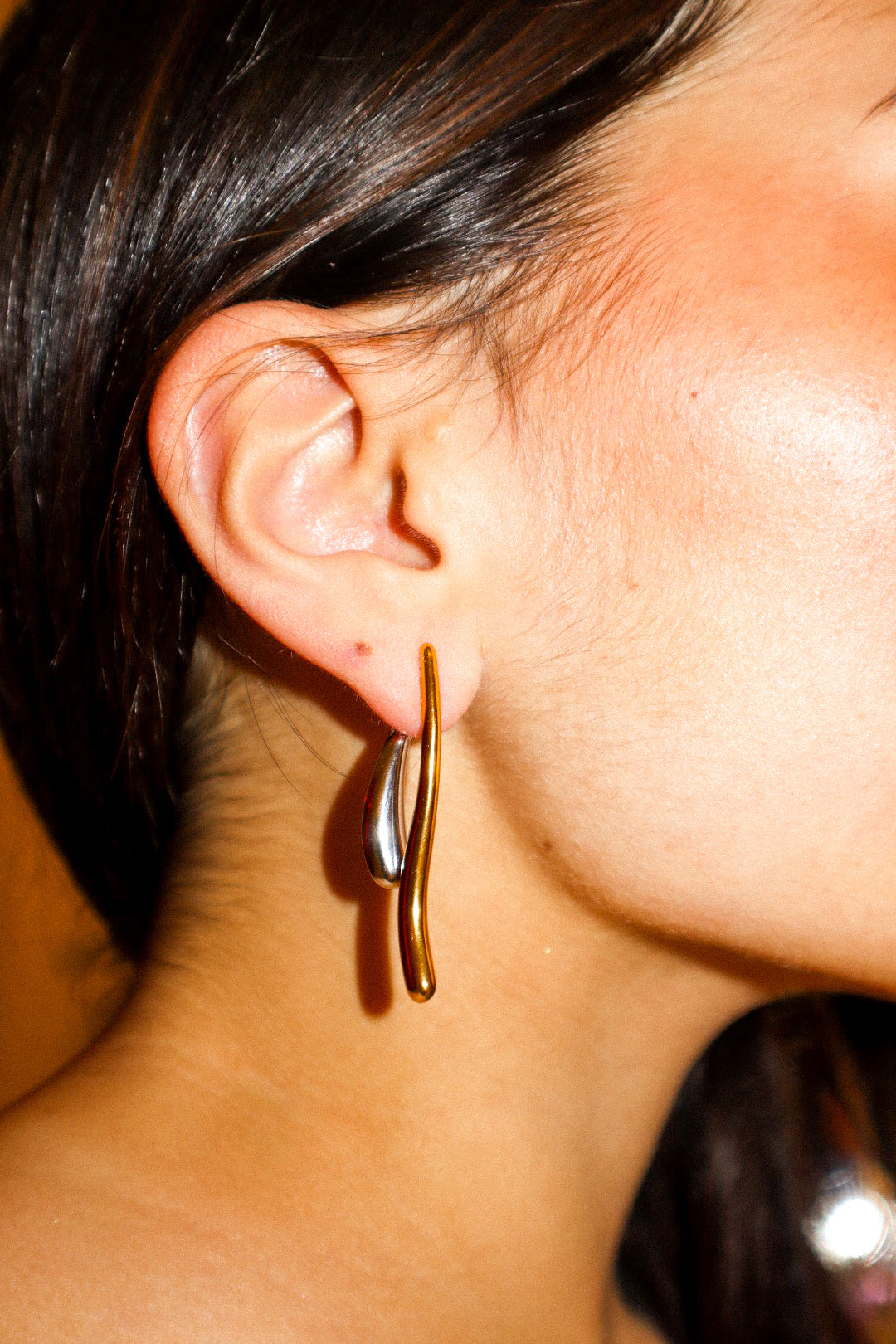 Gold and Silver Front-back Earrings