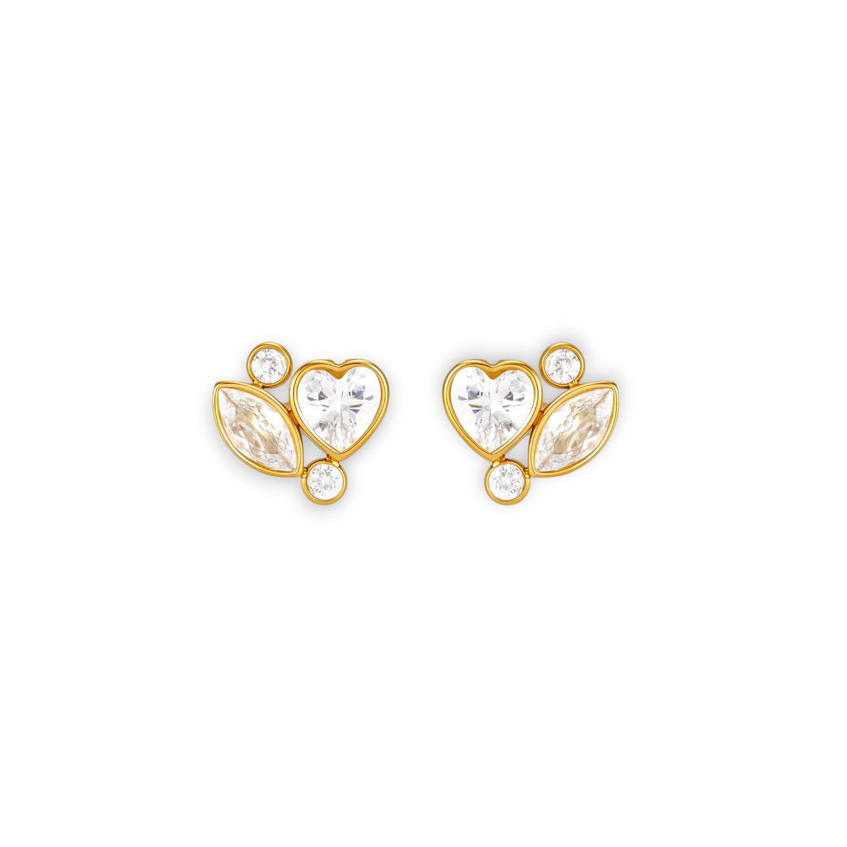 Heart and Marquise Zircon Stud Earrings