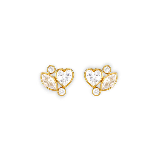 Heart and Marquise Zircon Stud Earrings