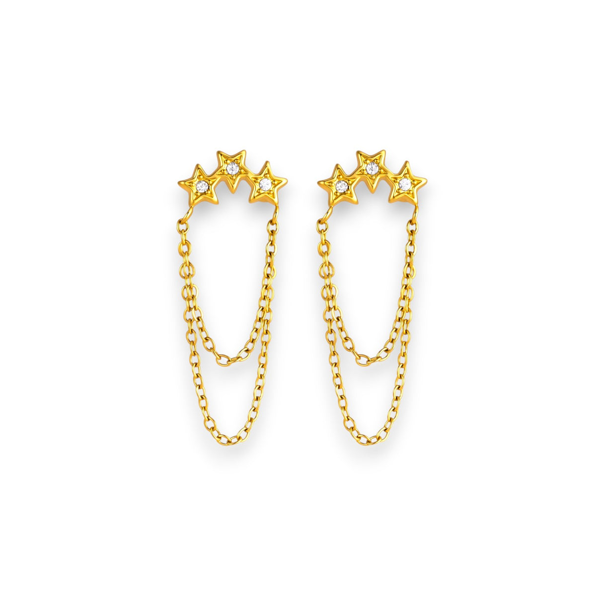 Gold Star Chain Earrings