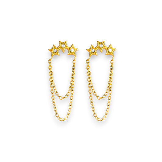 Gold Star Chain Earrings