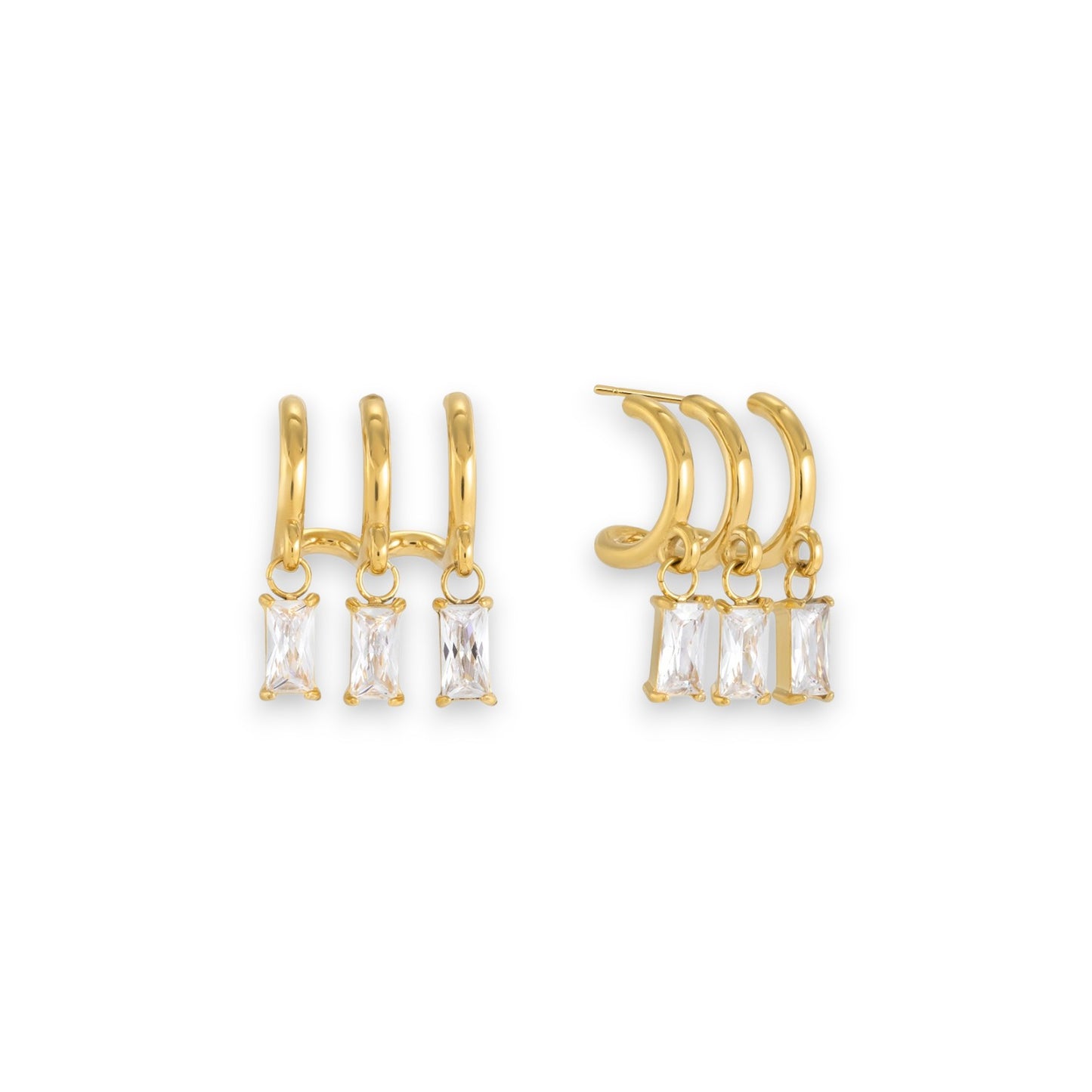 Gold Cascading Zircon Earrings