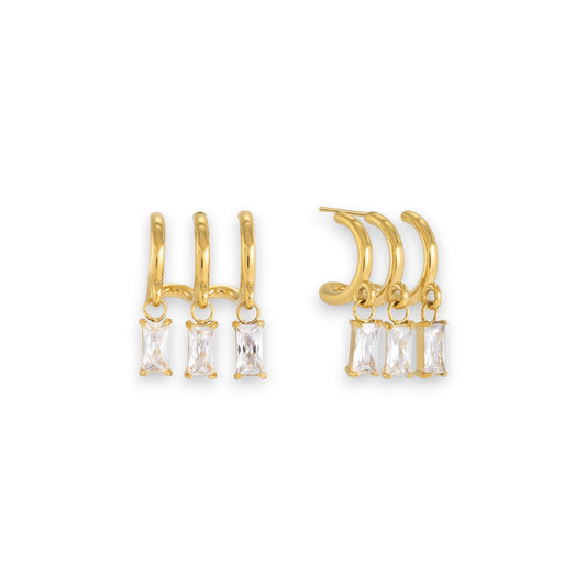 Gold Cascading Zircon Earrings
