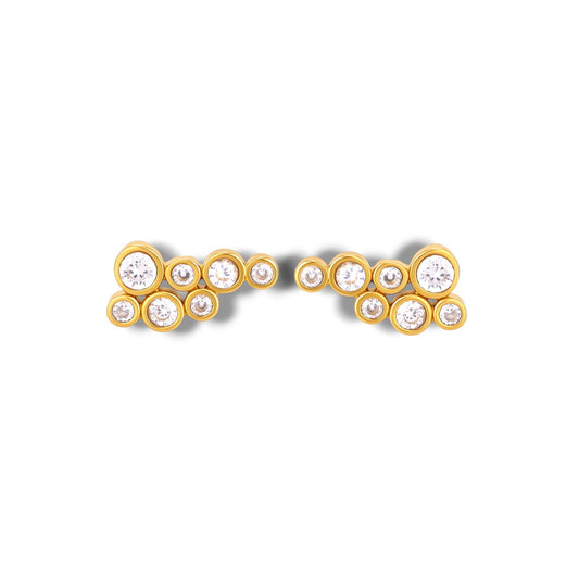 Gold Bubble Zircon Stud Earrings