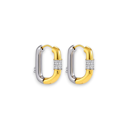 Gold and Silver Pavé Huggie Earrings