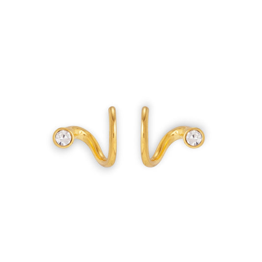 Gold Zircon Wave Earrings