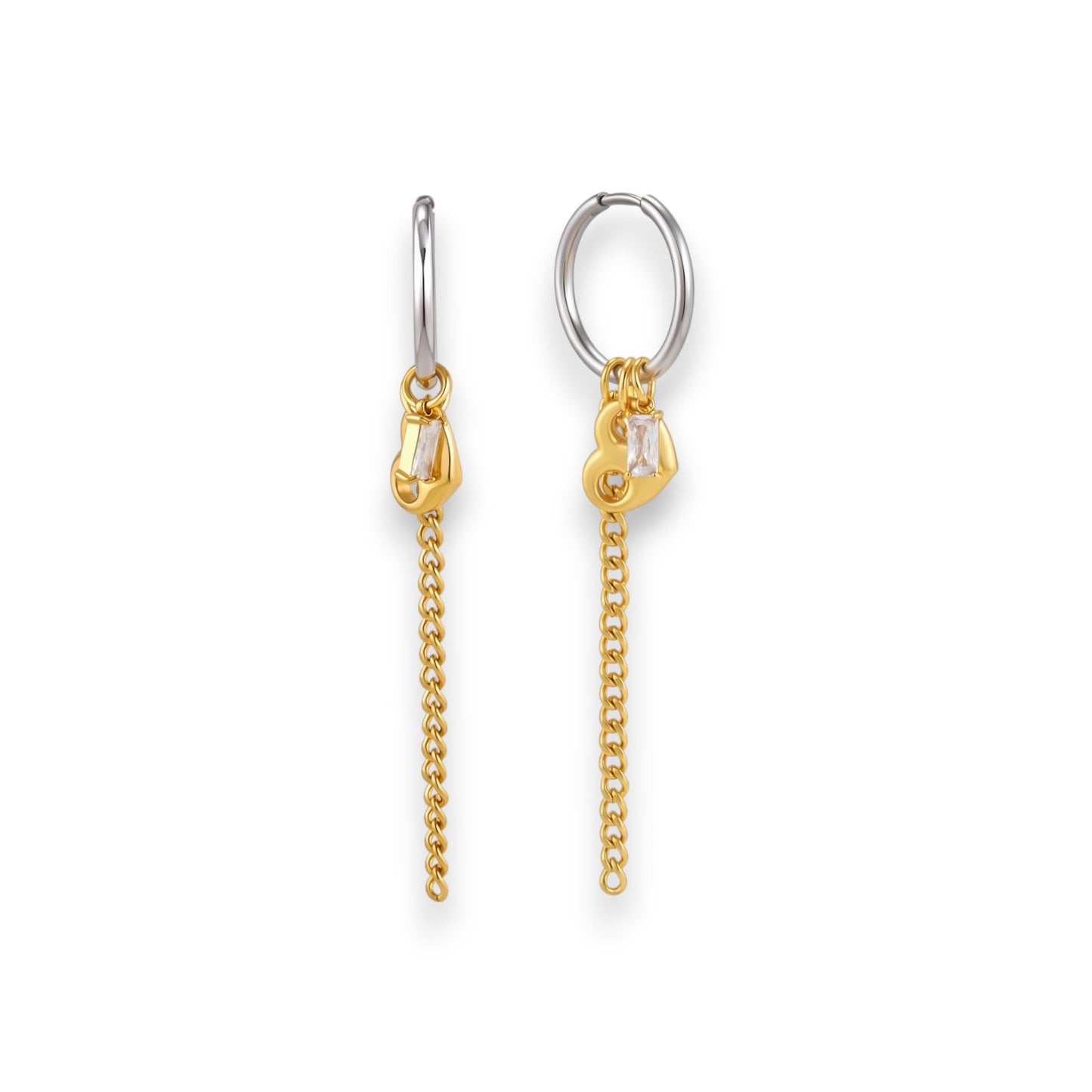 Gold & Silver Mixed Charm Hoop Earrings