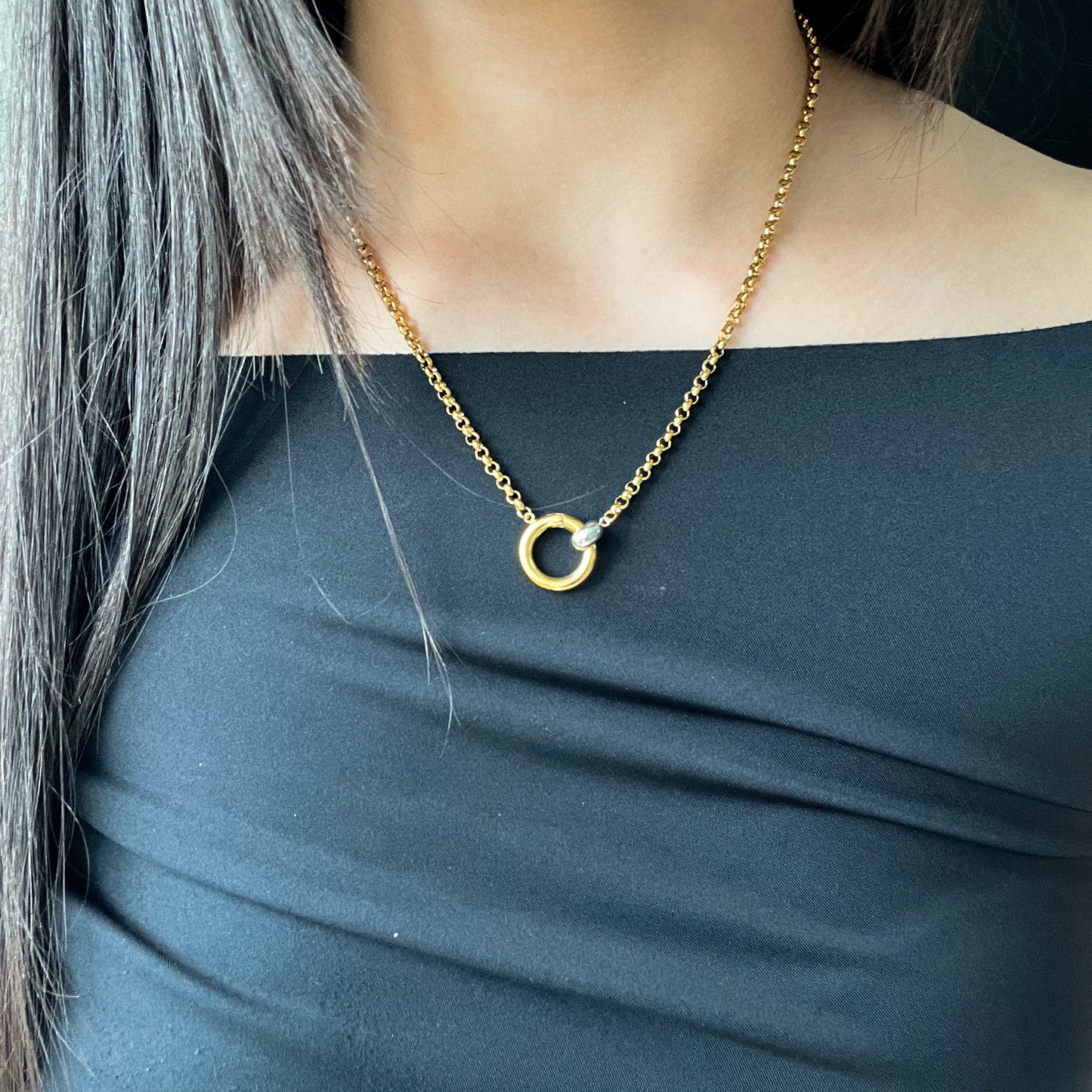 Gold and Silver Circle Pendant Necklace