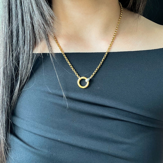 Gold and Silver Circle Pendant Necklace