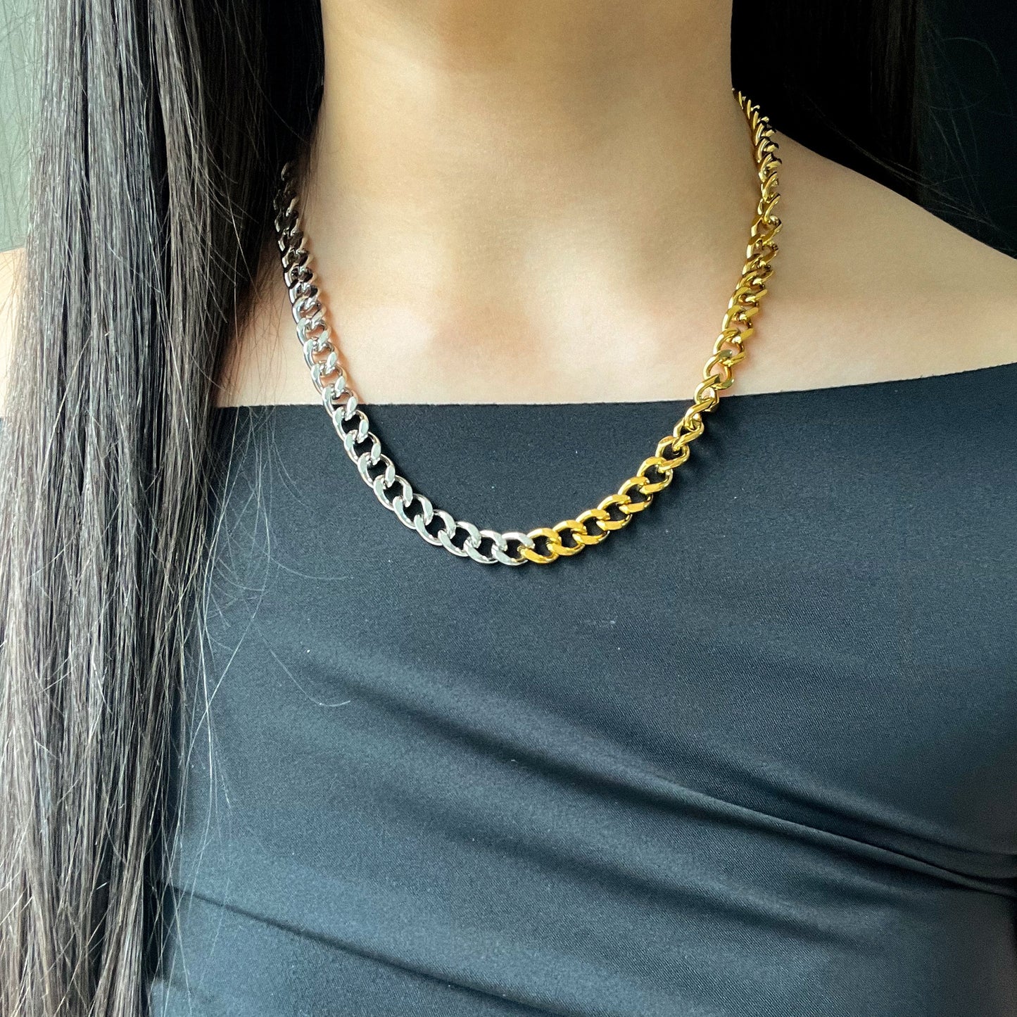 Gold and Silver Chain Necklace