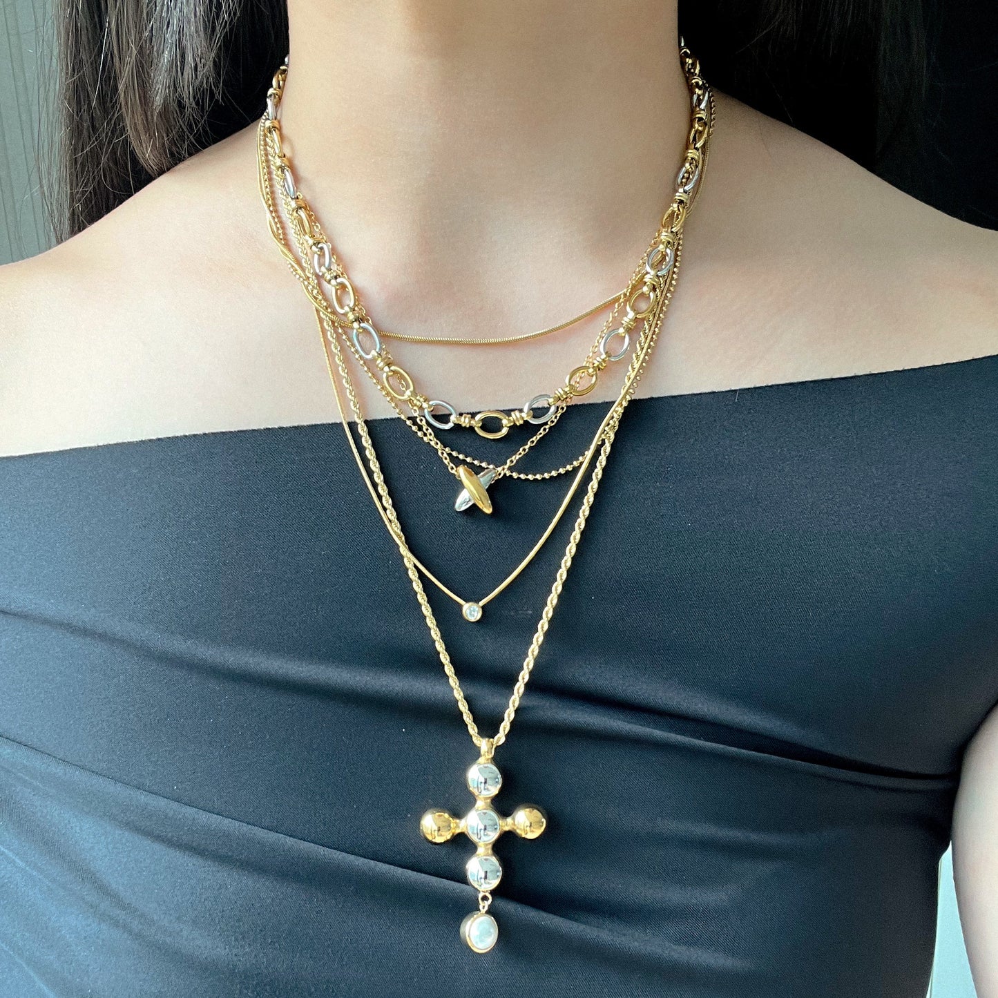 Gold and Silver X Necklace