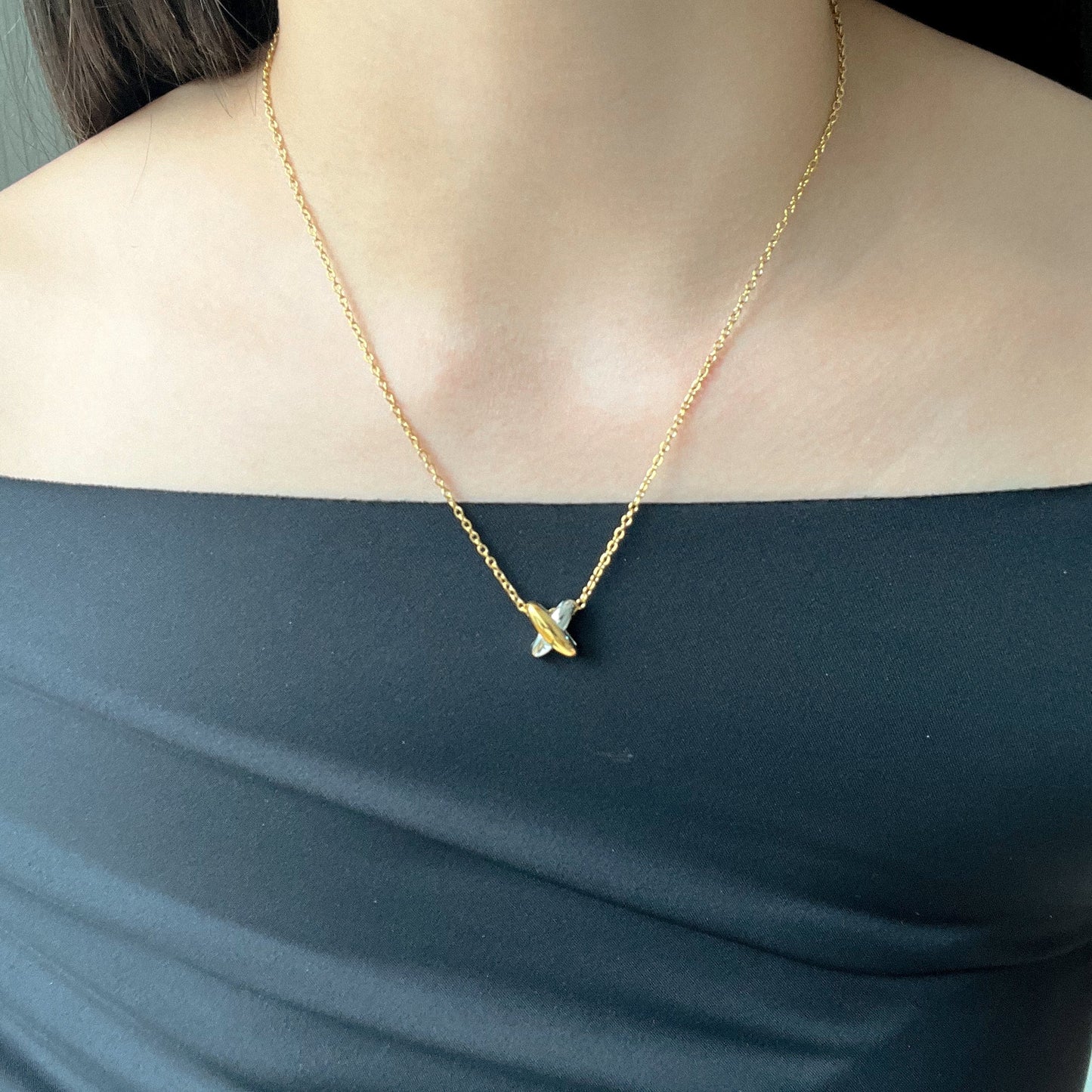 Gold and Silver X Necklace