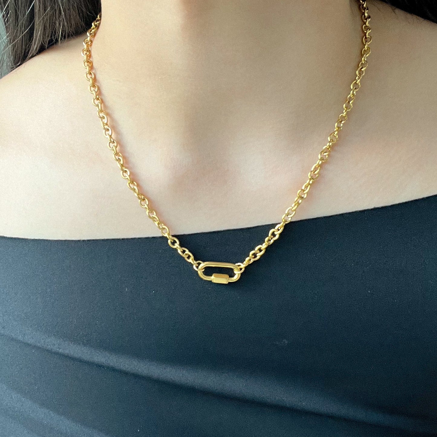 Gold Carabiner Necklace