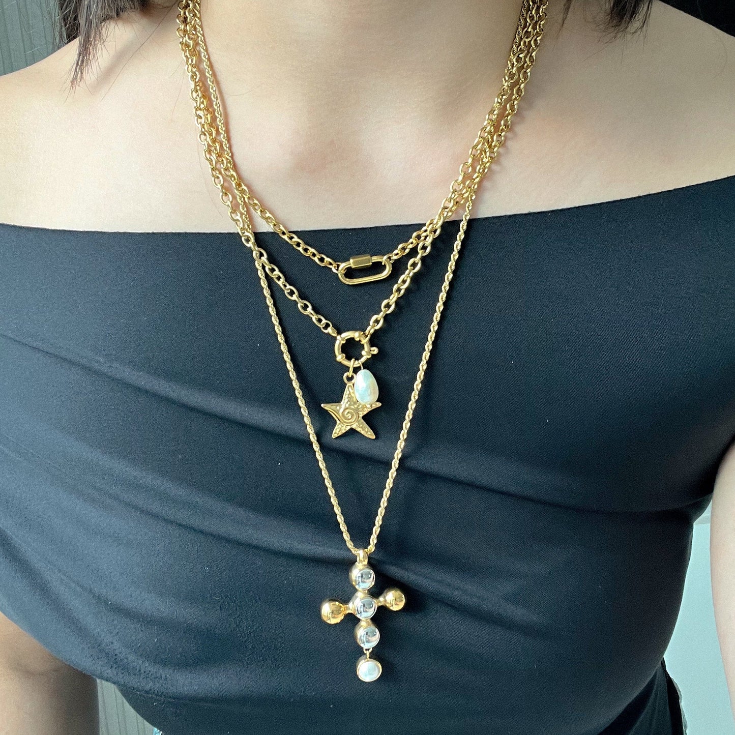 Gold Carabiner Necklace