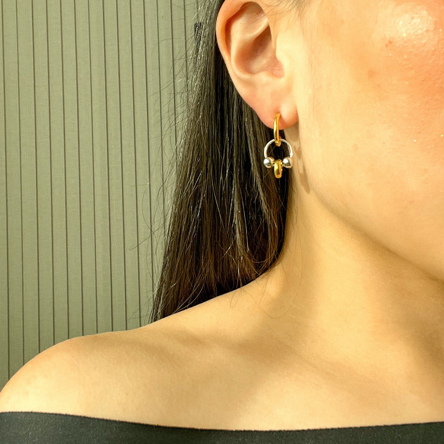 Gold and Silver Asymmetrical Earrings