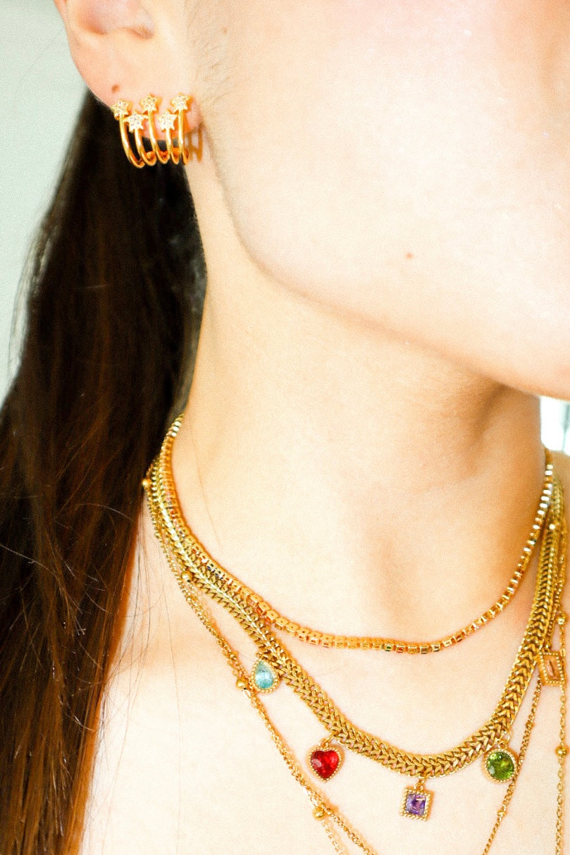 Gold Mixed Color Zircon Necklace