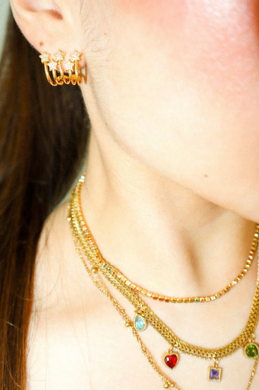 Gold Zircon Starlight Earrings