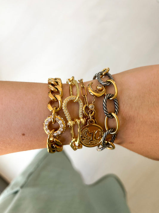 Gold and Silver Twist Links Bracelet