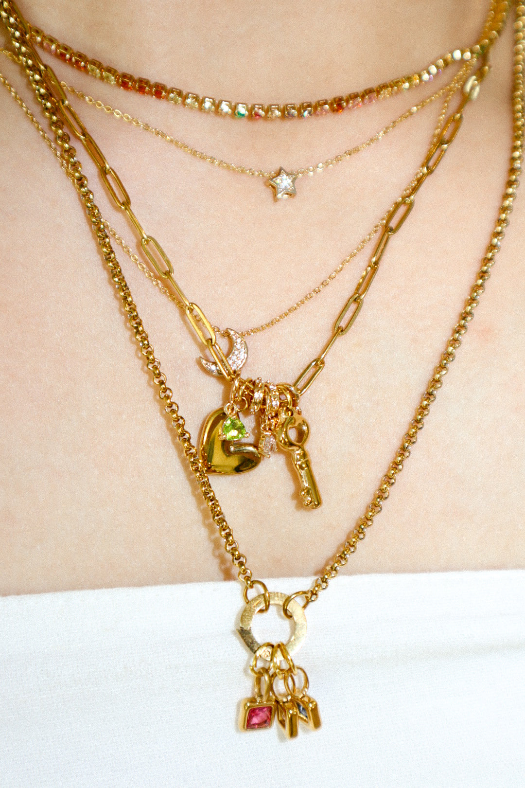 Gold Rose Zircon Necklace