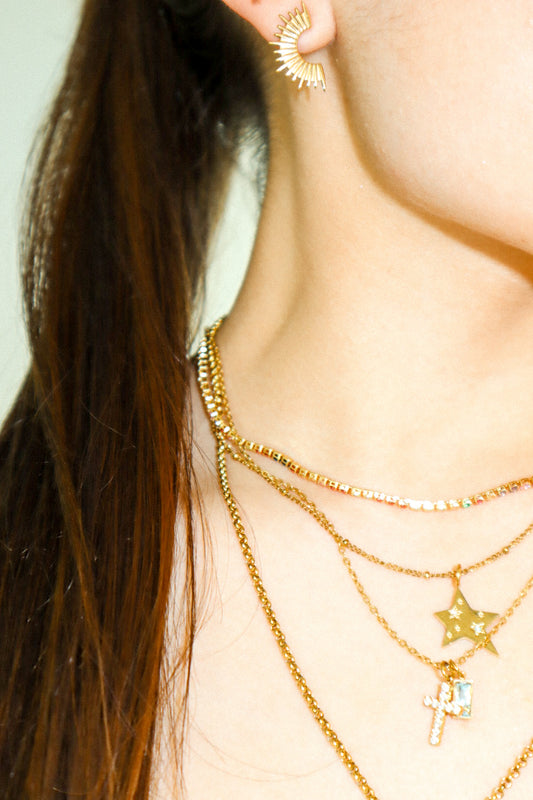 Gold Zircon Star Necklace