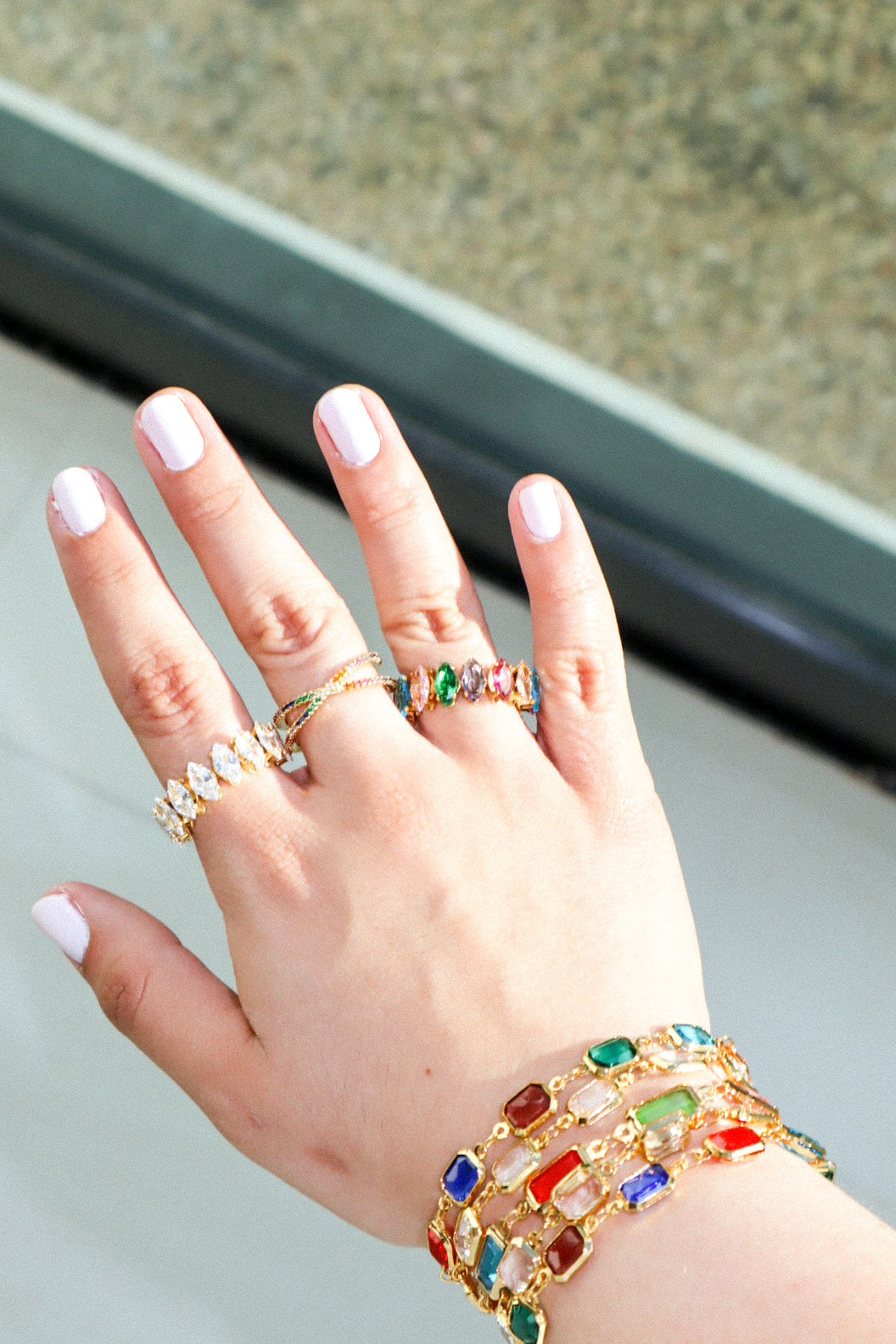 Gold Color Emerald Glass Bracelet