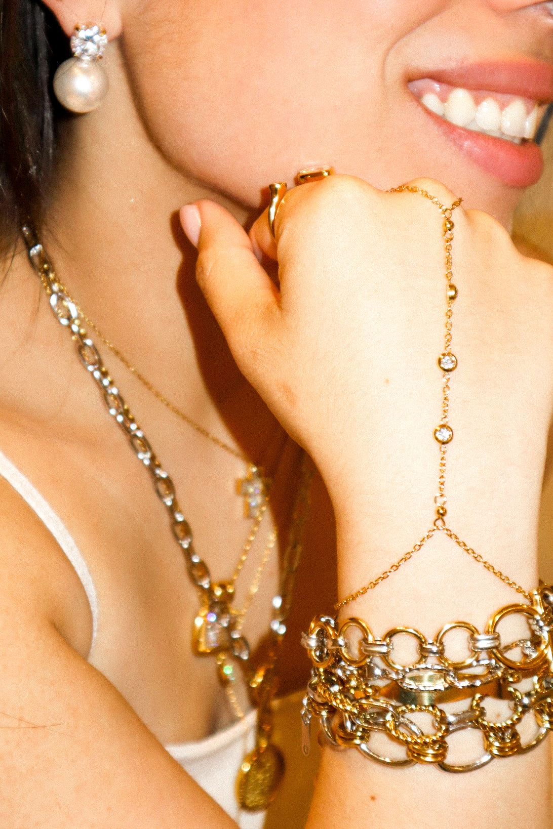 Gold Zircon Hand Chain