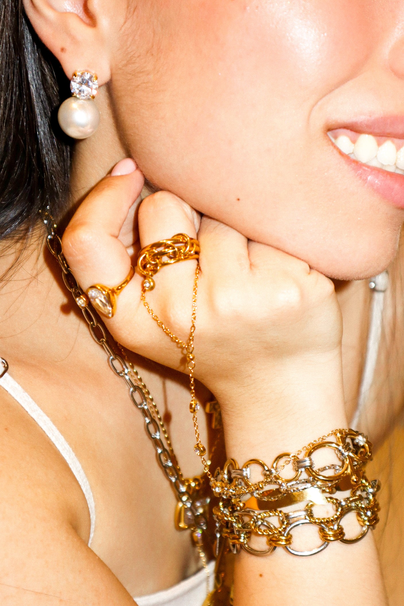 Gold Zircon Ring Stack